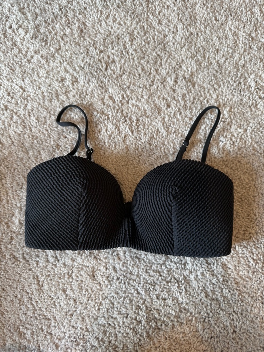 H&M Push-Up Padded Black Ribbed Bikini Top